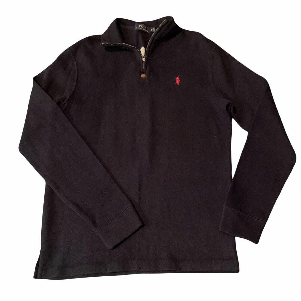 Polo Ralph Lauren Estate Rib Quarter Zip Pullover Cruise Navy Small Preppy